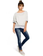 model 15096877 Halenka nadměrné velikosti se zavinovacími detaily pudrová - BeWear model 15096877 Halenka nadměrné velikosti se zavinovacími detaily pudrová - BeWear