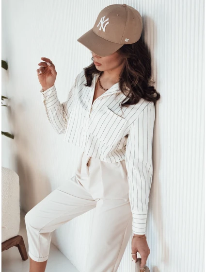 Dámská pruhovaná košile GIRSA ecru FashionStreet DY0403