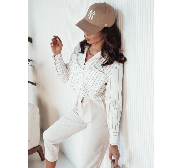 Dámská pruhovaná košile GIRSA ecru FashionStreet DY0403