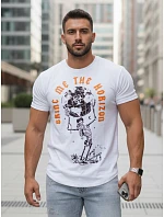 Pánské bavlněné bílé tričko s potiskem FashionStreet RX5619