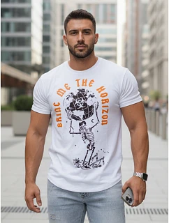 Pánské bavlněné bílé tričko s potiskem FashionStreet RX5619
