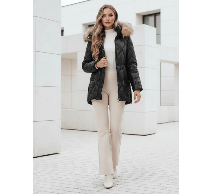 Dámská zimní bunda LUMORE prošívaná bunda s kapucí černá FashionStreet TY5015 Dámská zimní bunda LUMORE prošívaná bunda s kapucí černá FashionStreet TY5015