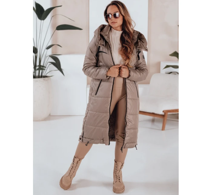 Dámská přechodná bunda ORVITA prošívaná s kapucí tmavě béžová FashionStreet TY5027 Dámská přechodná bunda ORVITA prošívaná s kapucí tmavě béžová FashionStreet TY5027