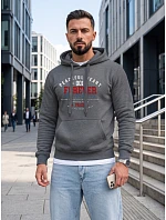 Pánská mikina s kapucí a kapsou na hrudi s potiskem, tmavě šedá, FashionStreet NX5150BX Pánská mikina s kapucí a kapsou na hrudi s potiskem, tmavě šedá, FashionStreet NX5150BX
