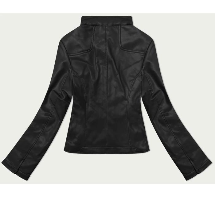 Krátká černá dámská bunda ramoneska se stojáčkem J Style (11Z8127)