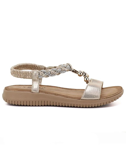 Dámské zlaté elastické sandály model 22117591 - S.Barski