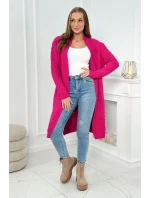 Svetr Cardigan kostkovaný kostkovaný fuchsiový Svetr Cardigan kostkovaný kostkovaný fuchsiový