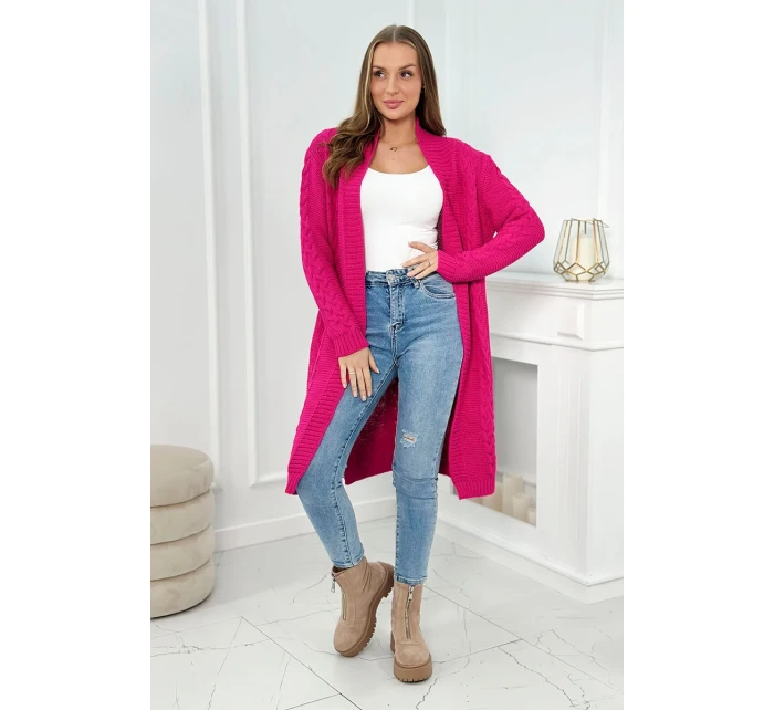 Svetr Cardigan kostkovaný kostkovaný fuchsiový Svetr Cardigan kostkovaný kostkovaný fuchsiový