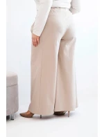 Dámské kalhoty Plus Size se širokými nohavicemi a model 21911608 tmavě béžové - K-Fashion