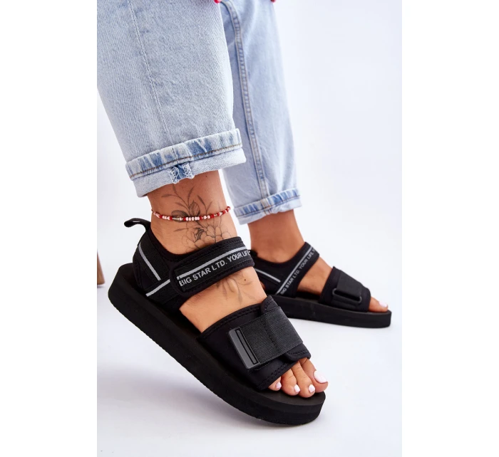 Dámské sandály na suchý zip Big Star model 21610848 Černe - Big Star Shoes Dámské sandály na suchý zip Big Star model 21610848 Černe - Big Star Shoes