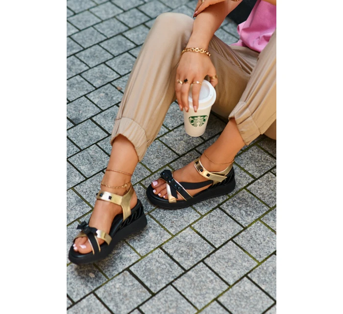 Dámské Sandály S Mašlí D&A model 21660371 Zlaté - S.Barski