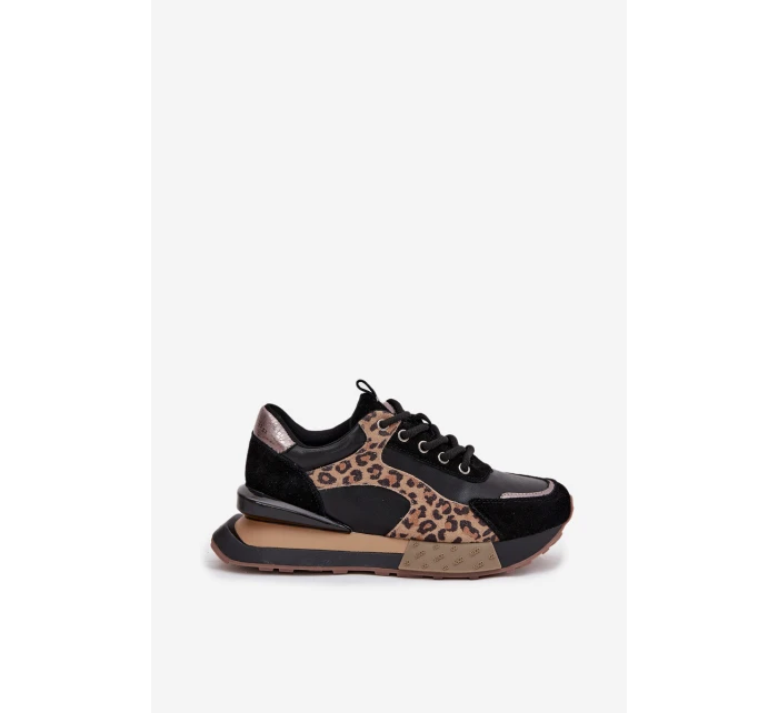 Kožené dámské tenisky na platformě Panterka model 21712452 Černé - Artiker