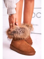 Dámské Kožené Sněhule S Kožešinou Camel model 19945640 - Kesi