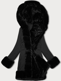 Černá dámská bunda s kožešinovou podšívkou J Style (11Z8089)