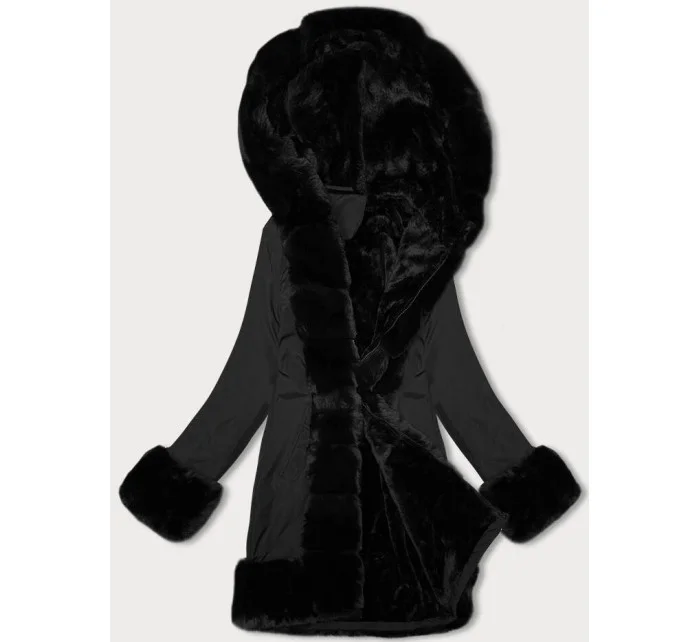 Černá dámská bunda s kožešinovou podšívkou J Style (11Z8089)