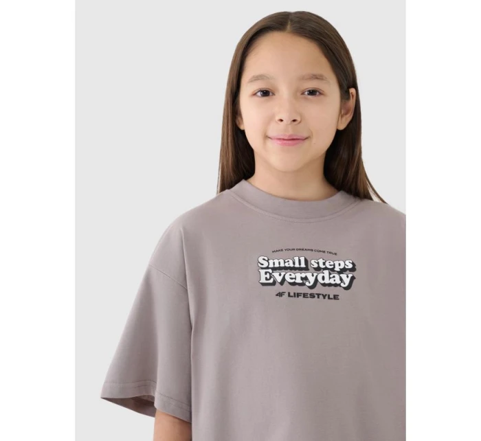 Dívčí oversize crop top s potiskem 4F 4FJRSS25TTSHF2587-83S Dívčí oversize crop top s potiskem 4F 4FJRSS25TTSHF2587-83S