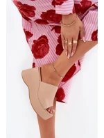 Ekokožené dámské sandály na platformě a klínu béžové Kisoffi Ekokožené dámské sandály na platformě a klínu béžové Kisoffi