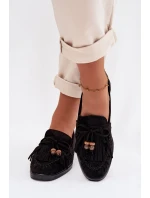 Dámské mokasíny s třásněmi a korálky Černé model 21937649 - Boto Dámské mokasíny s třásněmi a korálky Černé model 21937649 - Boto