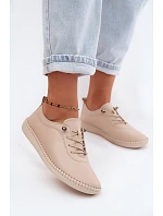 Kožené dámské polobotky model 22149769 Béžové - Artiker