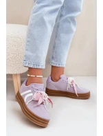 Dámské tenisky na platformě s ozdobami – fialové Vinness