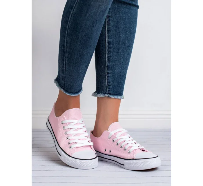 Praktické  tenisky růžové dámské bez podpatku