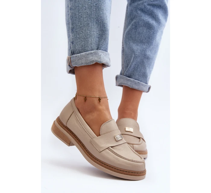 model 21648148 Dámské kožené mokasíny béžové - Zazoo model 21648148 Dámské kožené mokasíny béžové - Zazoo