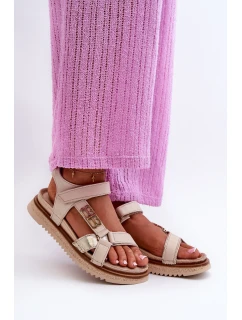 Zazoo model 21664457 Dámské Kožené Sandály Na Platformě Beige - Maciejka