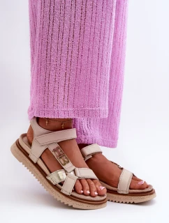 Zazoo model 21664457 Dámské Kožené Sandály Na Platformě Beige - Maciejka