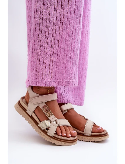 Zazoo model 21664457 Dámské Kožené Sandály Na Platformě Beige - Maciejka