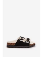 Dámské Pantofle S Přezkami A Kožíškem Černé model 21670217 - Boto Dámské Pantofle S Přezkami A Kožíškem Černé model 21670217 - Boto