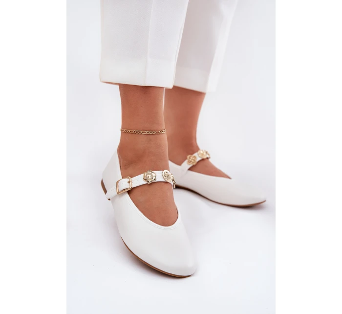 Dámské Baletky S Páskem A Zlatými Bílé model 21699403 - Boto