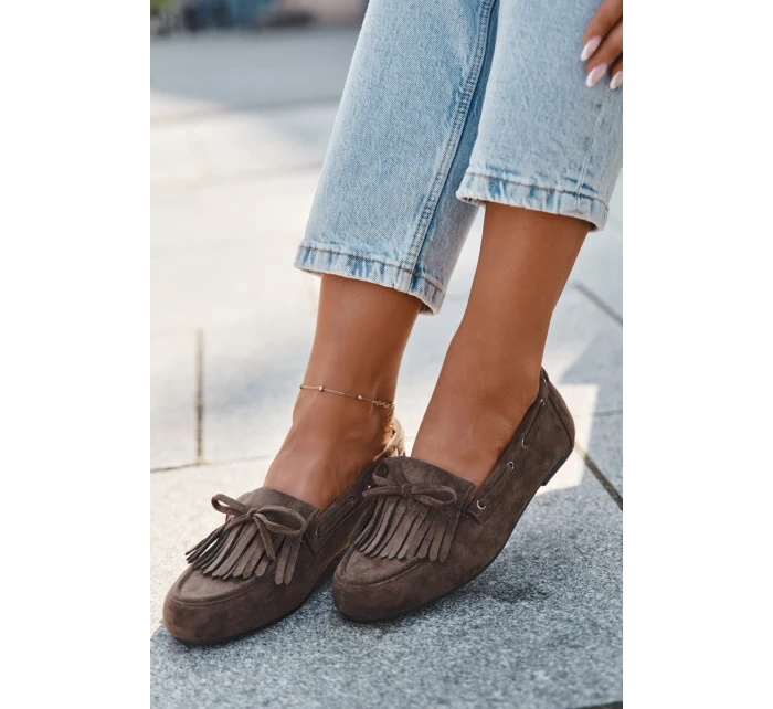 Dámské s třásněmi a mašlí tmavě zelené model 21709124 - Boto Dámské s třásněmi a mašlí tmavě zelené model 21709124 - Boto