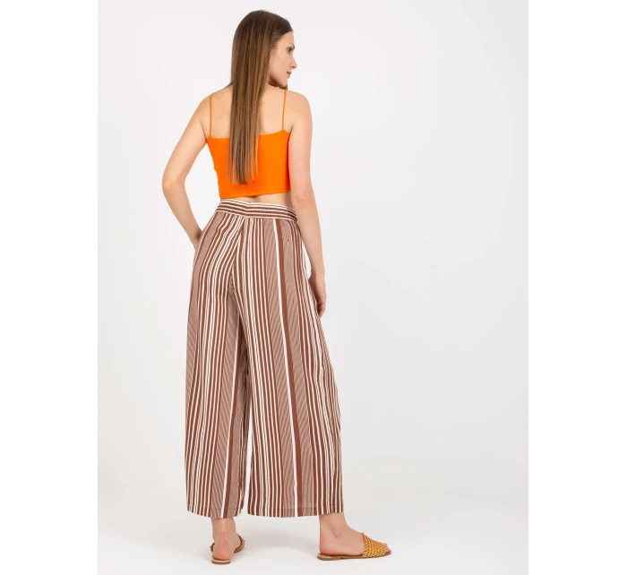 Kalhoty D73781M62237A bílá hnědá