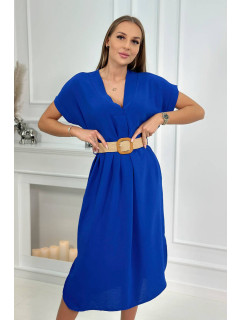 Šaty s ozdobným páskem fialovo-modré