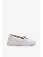 Lehké dámské kožené mokasíny na platformě, bílá S.Barski Lehké dámské kožené mokasíny na platformě, bílá S.Barski