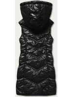 Lesklá černá vesta s kapucí (B8025-1)