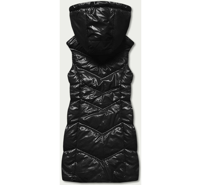 Lesklá černá vesta s kapucí model 17552912 - S'WEST