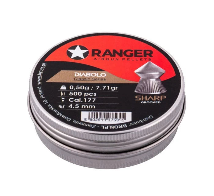 4,5 mm RANGER Diabolo Classic Sharp Grooved Spitzer 500 kuliček 0,50 g