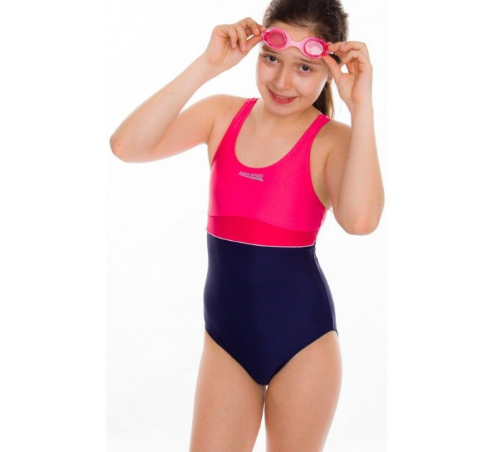 Dětské plavky Aqua-speed EMILY tmavě modré a růžové