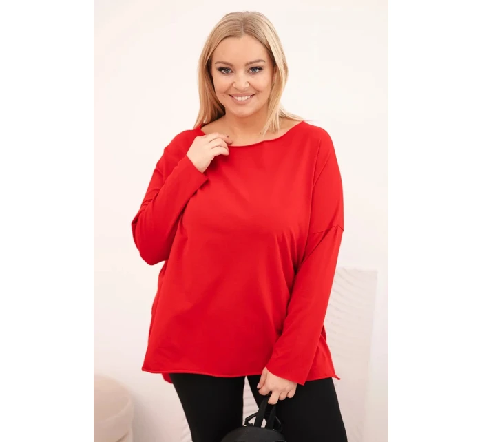 Dámská blůza Plus Size asymetrická s dlouhým rukávem červená Dámská blůza Plus Size asymetrická s dlouhým rukávem červená