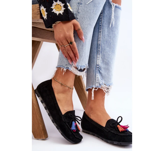 Semišové Mokasíny S Mašlí A Černá model 21623144 - Boto Semišové Mokasíny S Mašlí A Černá model 21623144 - Boto