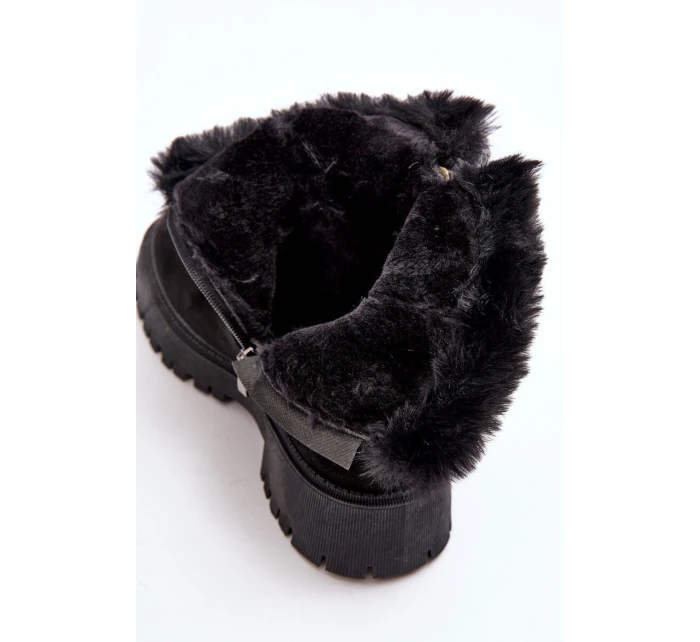 Botky Zamszové Dámské S Kožíškem Černá Hasiva Botky Zamszové Dámské S Kožíškem Černá Hasiva
