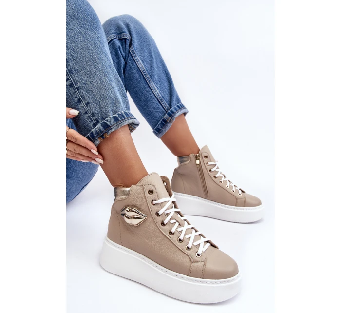 Dámské vysoké tenisky na zip Lemar Bež Katerin Dámské vysoké tenisky na zip Lemar Bež Katerin