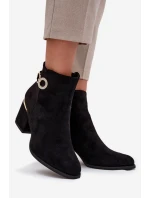 Zateplené dámské kotníkové boty se zlatými detaily na podpatku černé Dorisse