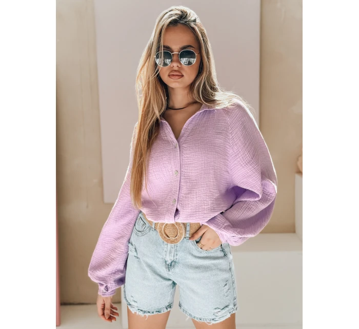 Dámské oversize mušelínové tričko MUSLINEA berry FashionStreet DY0476
