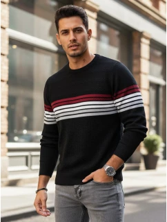 Pánský pruhovaný svetr černý model 21994022 - Dstreet