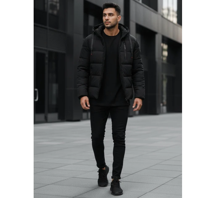 Pánská prošívaná zimní bunda s kapucí černá FashionStreet TX5117