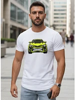 Pánské tričko s potiskem auta bílé FashionStreet NX5015R Pánské tričko s potiskem auta bílé FashionStreet NX5015R