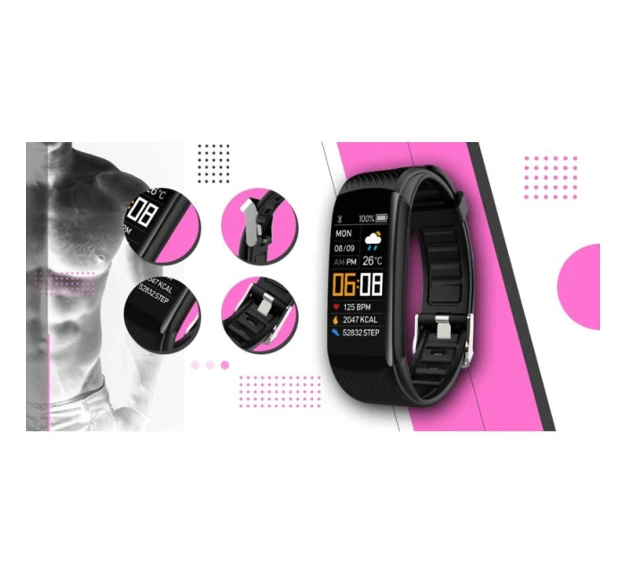 GIEWONT Smartwatch Black and Pink 2 Stripes GW200-4 GIEWONT Smartwatch Black and Pink 2 Stripes GW200-4