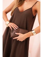 Mušelínové šaty na ramínka hnědá